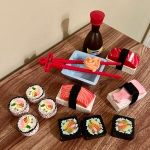 Sushi wooden play food set